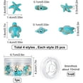 thumbnail image 2 of SUNNYCLUE 1 Box 100Pcs 4 Styles Sea Turtle Beads Turquoise Starfish Bead Synthetic Sea Star Tortoise Charms Carved Ocean Animal Spacer Beads Elastic Thread for Bracelets Earrings DIY Jewelry Making Mixed Color, 2 of 7