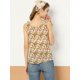 thumbnail image 5 of Blusa floral sin mangas de gasa con correa de decoración de pajarita sin mangas para mujer Albaricoque XS, 5 of 6