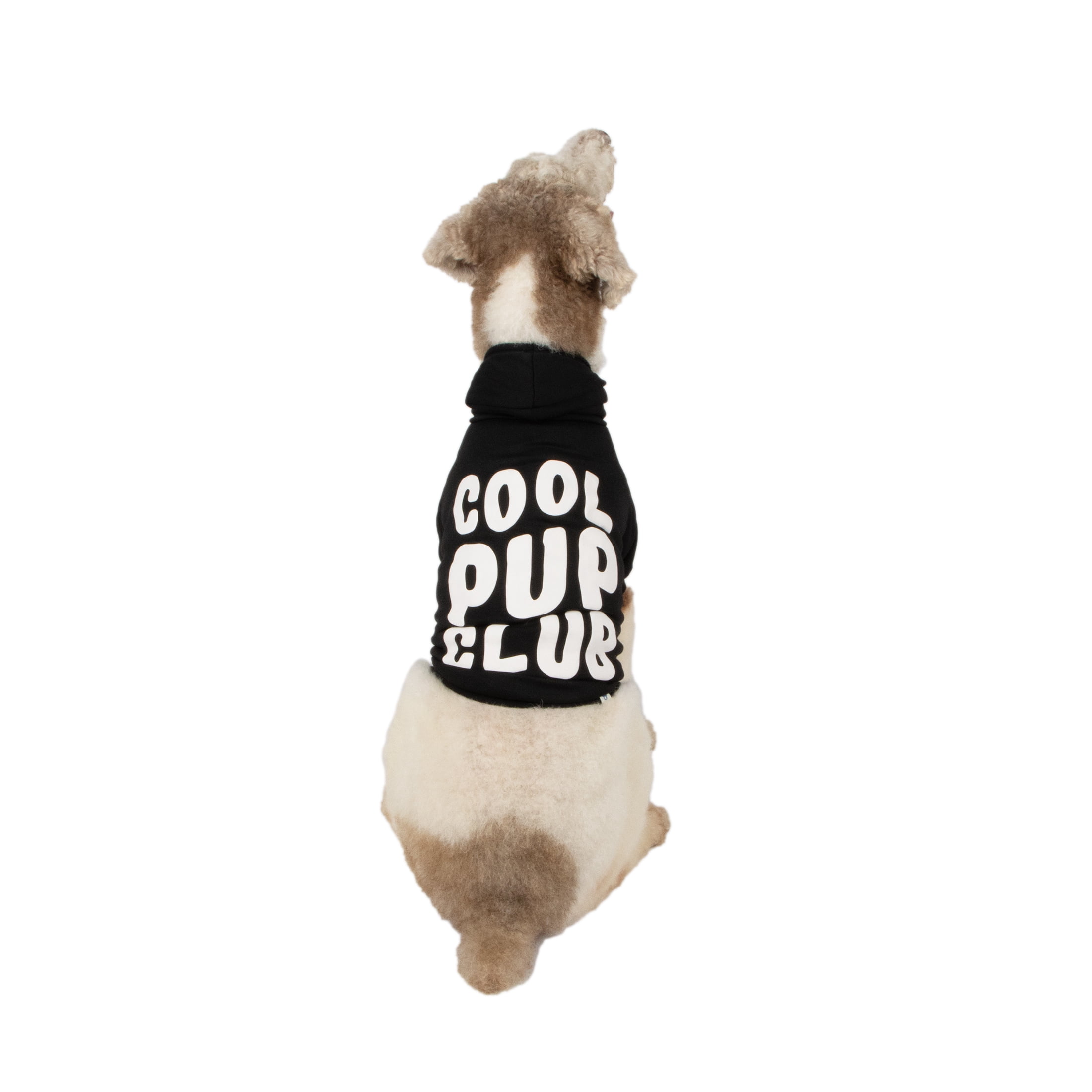 Oodles Cool Pup Club Bubble Hem Fall Dog Hoodie, Black, Large