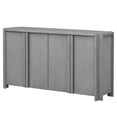 thumbnail image 5 of TUANLUO Storage Cabinet with 4 Doors, Accent Cabinet, Vintage Buffet Sideboard with Adjustable Shelves, Wood Storage Cabinet Furniture for Kitchen Dining Room Living Room, 60"L x 16"W x 32"H, Gray, 5 of 10
