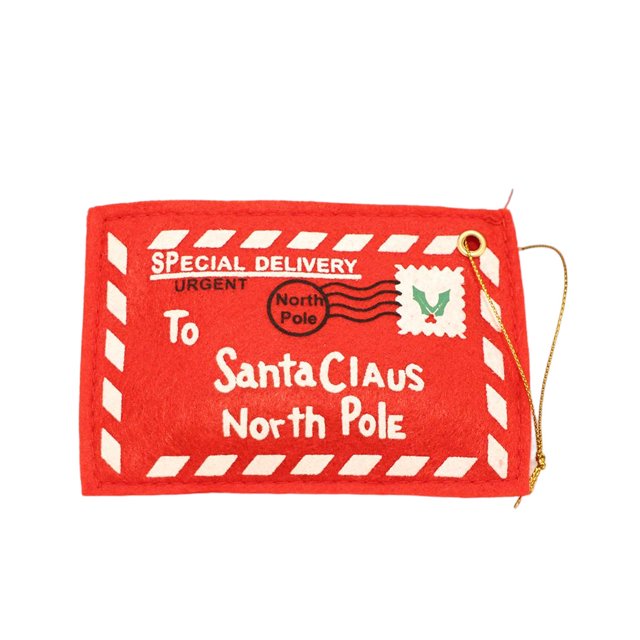 Kearding Bolsa de dulces con letras de Papá Noel, sobre bordado, decoración de árbol de Navidad, adorno de Navidad con orificio para correa para