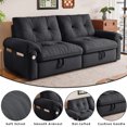 thumbnail image 4 of 77" Sleeper Sofa with Pull-Out Bed, 2-in-1 Convertible Sofa Bed with Adjustable Backrest, Flannelette Loveseat with Side Pocket, for Living Room Dorm Apartment, Dark Gray, 4 of 9