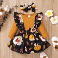 thumbnail image 2 of Youmylove Two Piece Girls Outfits Toddler Kids Girls Thanksgiving Turkey Long Sleeve Romper Skirt Hairband 3Pcs Set Cloths, 2 of 9