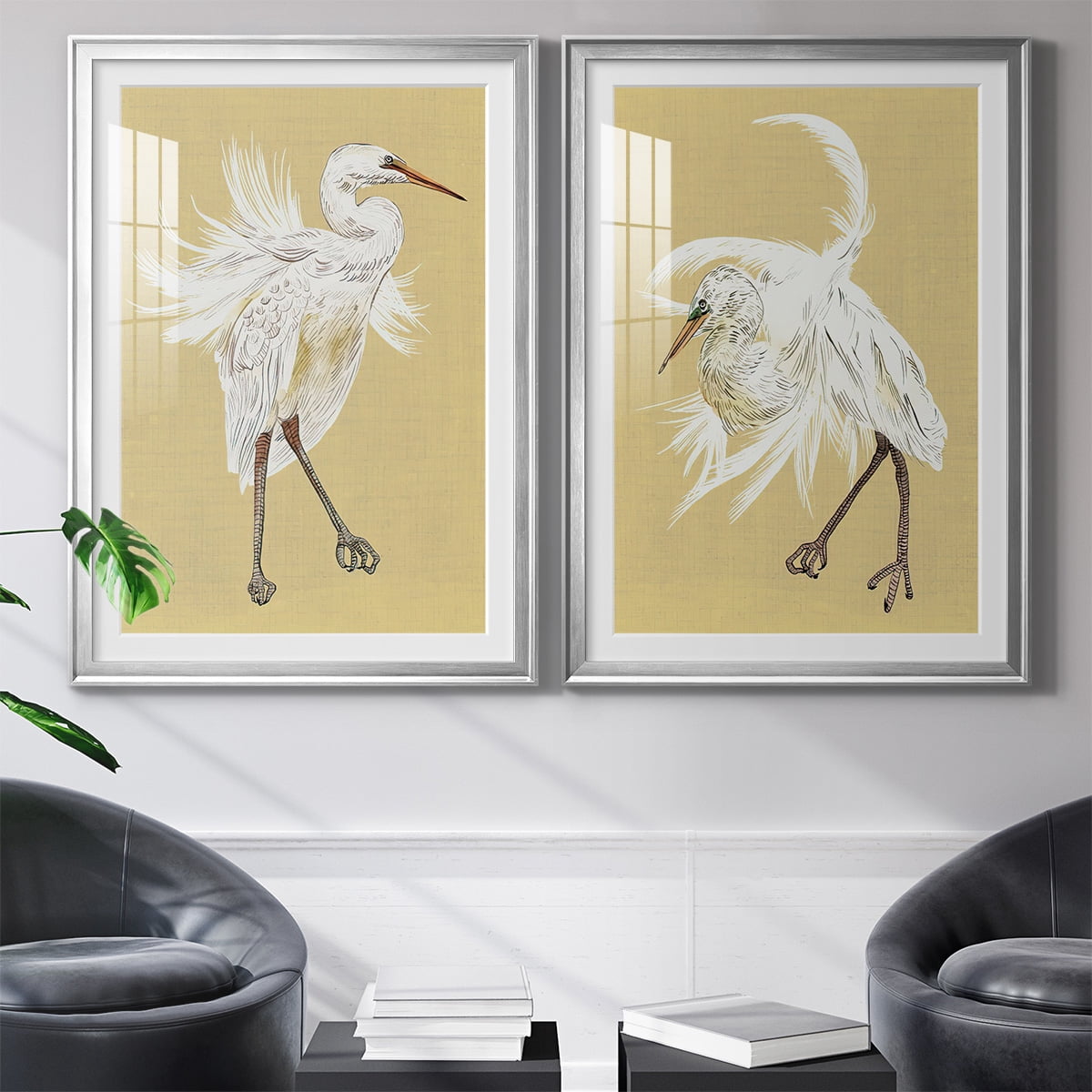 Wexford Home Heron Plumage V Premium Framed Print, 30.5" x 42.5" - Ready to Hang, Silver (Set of 2)