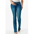 thumbnail image 2 of Grace in LA Women's Steerhead Feather Embroidered Pocket Bootcut Stretch Jeans (27, Blue), 2 of 3