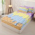 thumbnail image 2 of Manfei Multicolor Drip Cream Zipper Twin Comforter Sets with Fitted Sheet and 2 Pillowcases,Abstract Geometric Rhombus Zipper Bedding Set,Colorful Stars Reversible,4pcs, 2 of 7