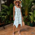thumbnail image 6 of HELLHERO Sleeveless Sundress, Lily of The Valley Pattern Irregular Hem Midi Dress, Side Pockets Tank Ladies Irregular Hem Casual Dress for Party Vacation, 6 of 8