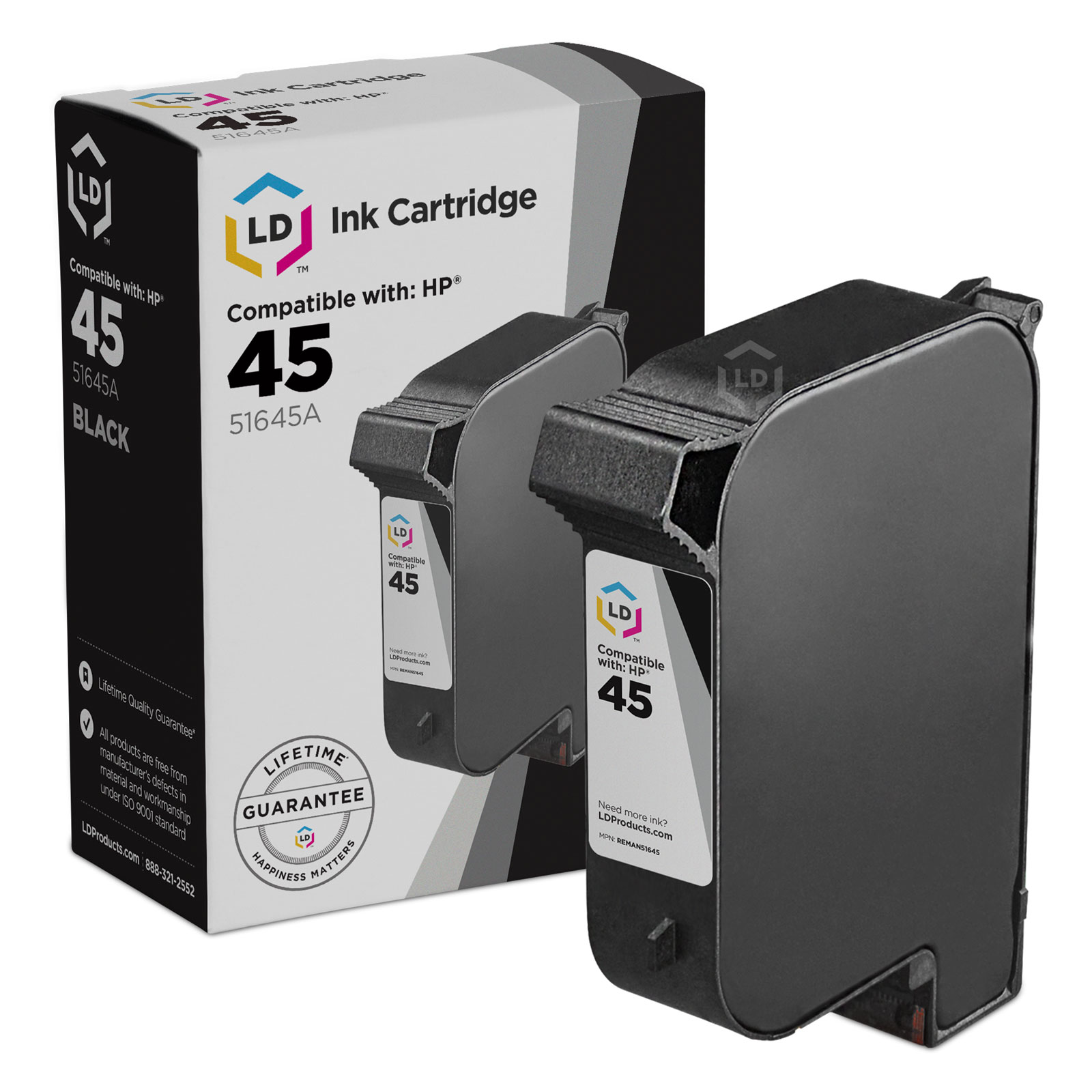 LD Remanufactured Replacement for 45 51645A Black Cartridge for Color