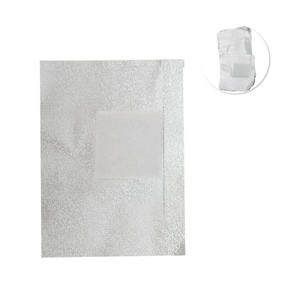Herramientas de arte de uñas únicas y convenientes, papel de aluminio para quitar el esmalte de uñas, tono plateado, 100 piezas