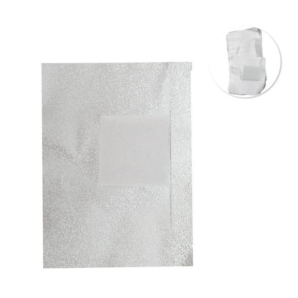 Herramientas de arte de uñas únicas y convenientes, papel de aluminio para quitar el esmalte de uñas, tono plateado, 100 piezas