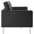thumbnail image 3 of Modway Loft Tufted Vegan Leather Upholstered 3-Piece Living Room Furniture Set in Silver Black, 3 of 12