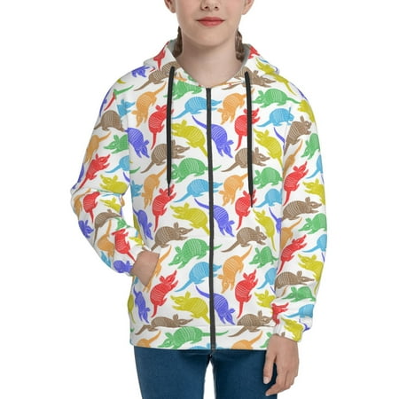 

Hoodies for Teen Girls Boys Colored Armadillos Long Sleeve Youth Kids Essentials Zip Up Hoodie Lghtweight Fashion Hoodies & Sweatshirts Jacket Fall Winter Outfits Tops