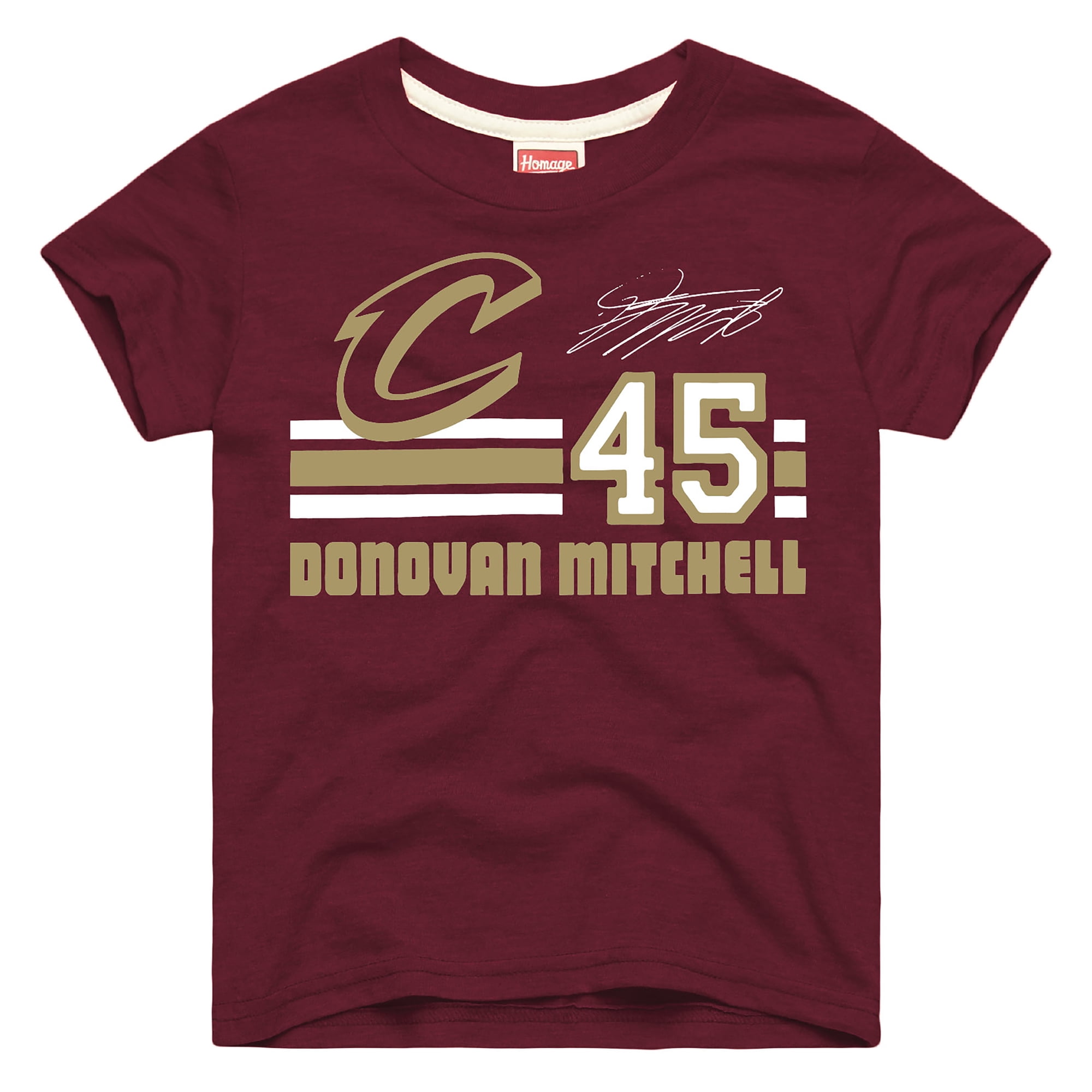 Youth Homage Donovan Mitchell Wine Cleveland Cavaliers Remix Signature Name & Number Tri-Blend T-Shirt