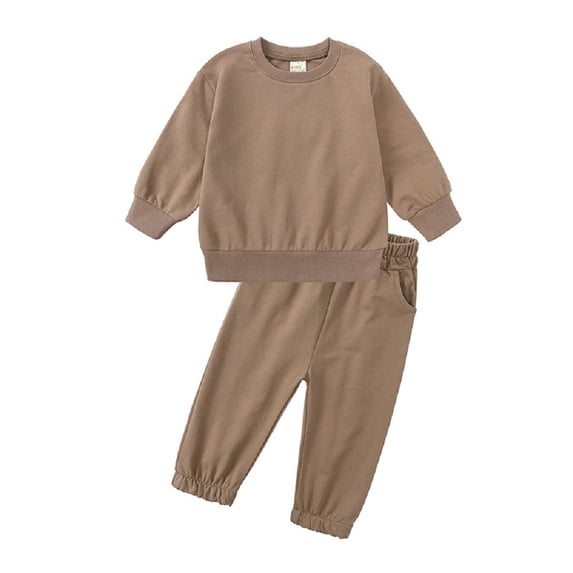 Godderr 12M-13Y Kids Toddler Baby 2Pcs Pullover Sweatshirt Outfits for Boys Girls Solid Color Cotton Tracksuits Outfits Jackets Spring Autumn