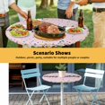 thumbnail image 6 of Elastic Fitted Round Tablecloth, Happy Birthday Waterproof Stretch Table Cover for 55"-60" Tables, Pink Modern Abstract Art Washable Outdoor Tablecloths for Patio, Picnic, Camping, 6 of 9