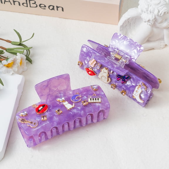 Purple Large Claw Clips for Women and Girls, 2-Piece PVC Hair Clips Set, 10.5x4cm, Ideal for Mothers Day Party Gifts