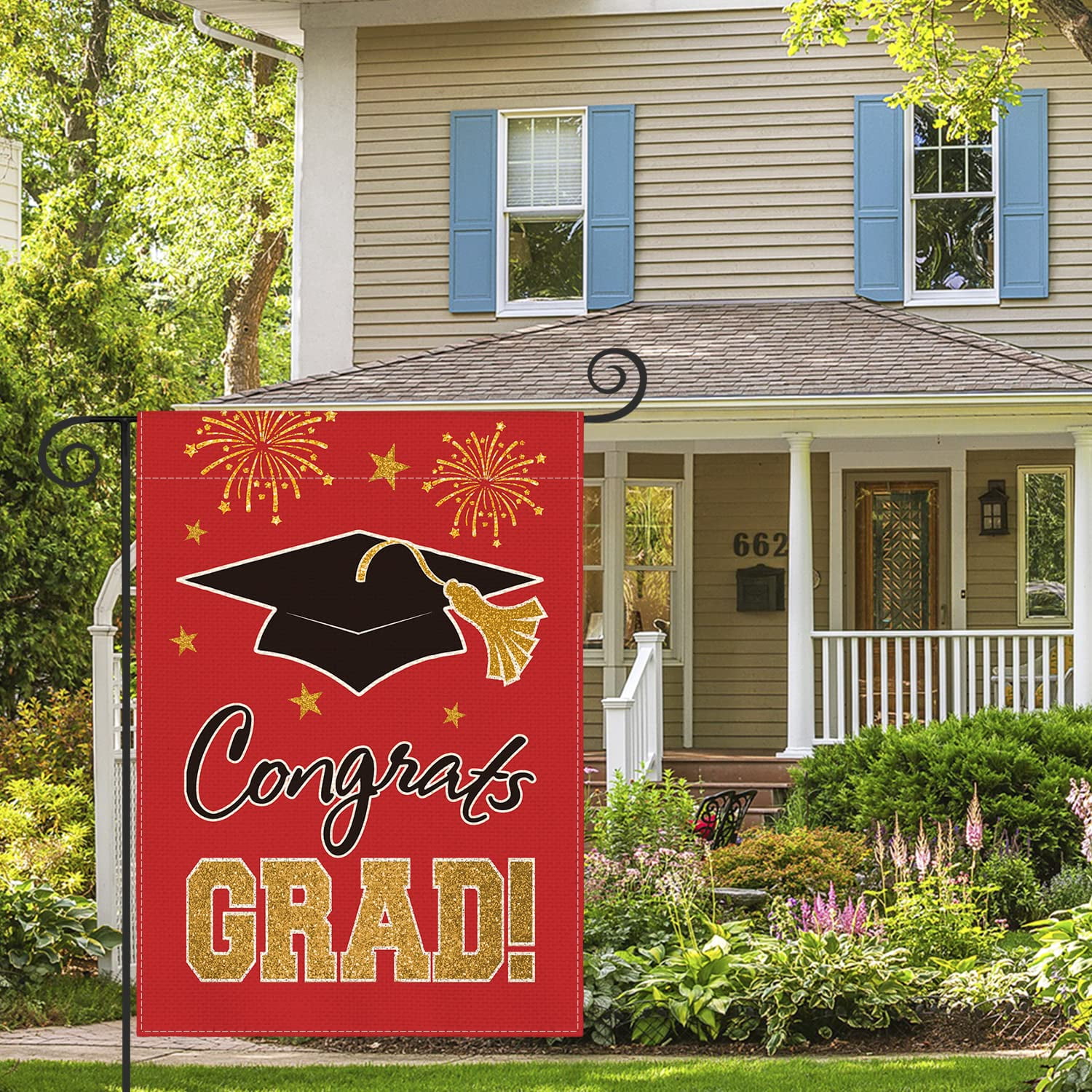 2026 Graduation Garden Flag Congratulations Graduation Ceremony Courtyard Outdoor Decoration 12 x 18 inches Graduation Diploma Hat Graduation Decoration