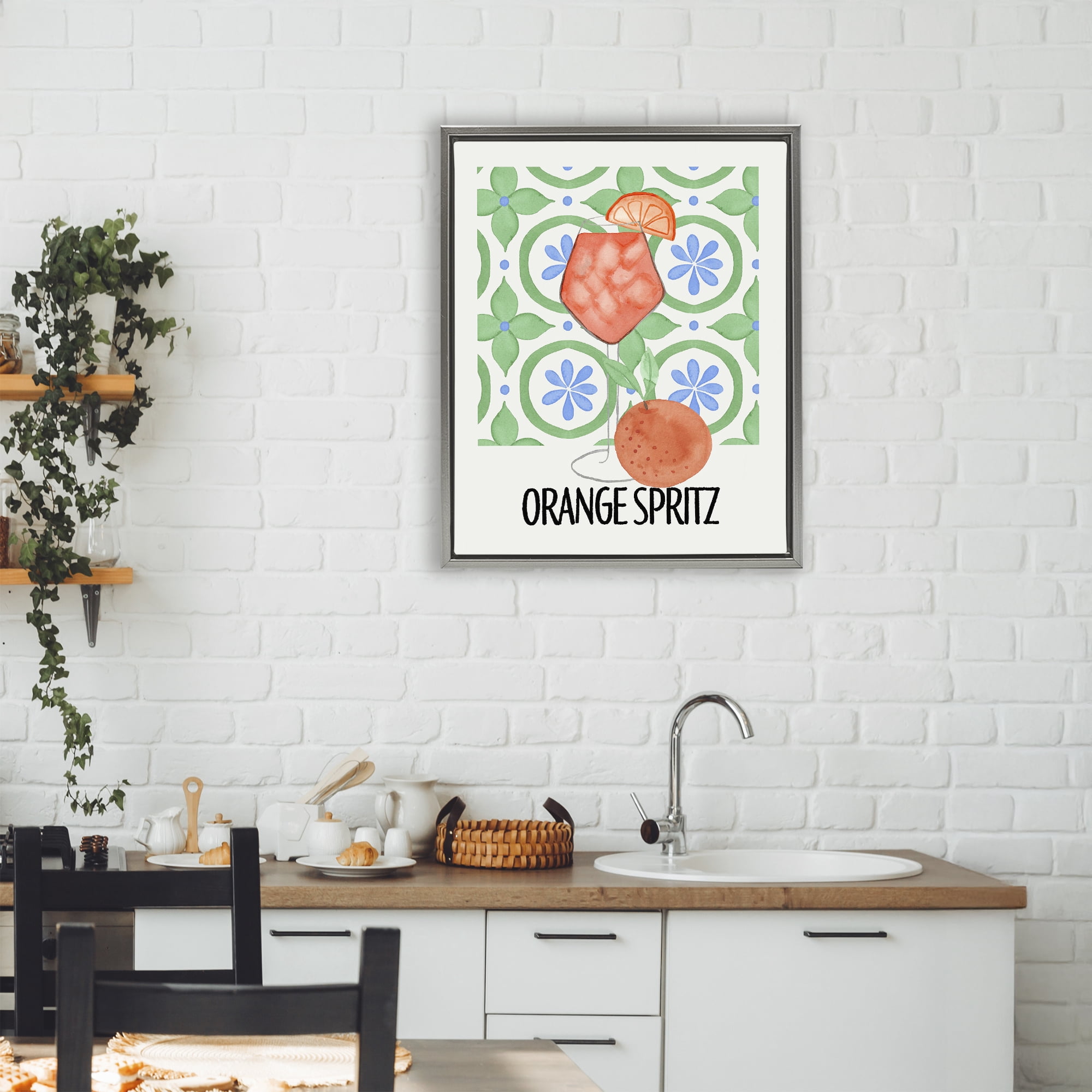 Stupell Industries Orange Spritz On My Mind Gray Framed Floater Canvas Wall Art, design by Nina Jacobs