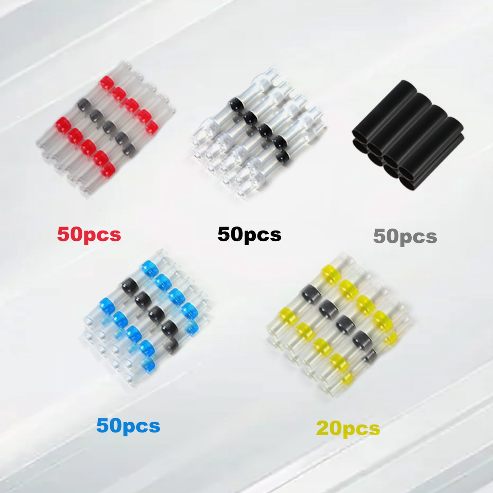 NAVOROGE 500PCS Waterproof Heat Shrink Butt Terminals Solder Seal Sleeve Wire Connectors