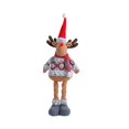 thumbnail image 5 of Christmas Plush Deer Figurine with Retractable Telescopic Legs, Standing Xmas Holiday Decor Ornament, Festive Party Gift Doll, 5 of 7