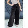thumbnail image 5 of Women's Dark Grey Pleated Wide Leg Mineral Wash Denim Pants - Chic and Trendy Everyday Wear | [ZhiHiMeRi] | 10, 5 of 6