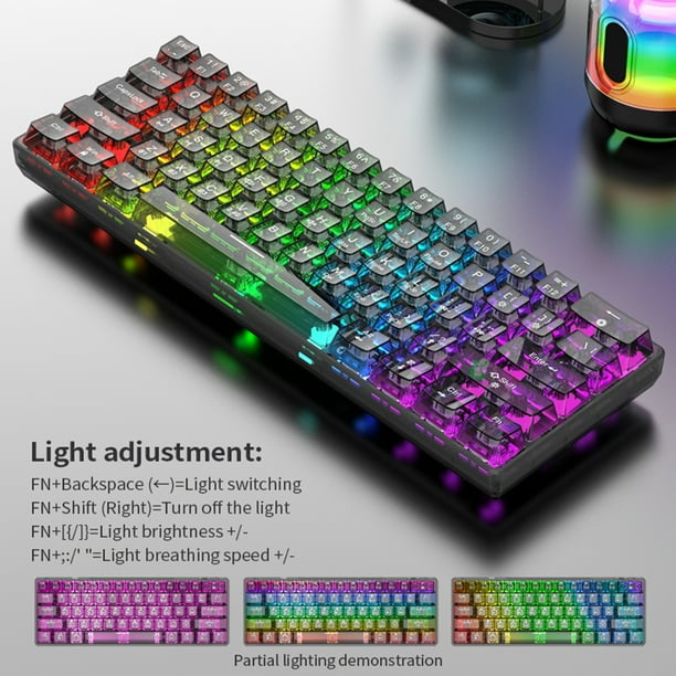 Teclado Clicky de 61 teclas, 3 modos, teclado retroiluminado RGB para juegos para computadora de escritorio