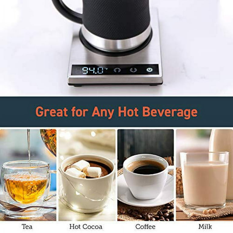 COSORI Mug Gravity Induction Coffee Cup Warmer&Beverage Warmer for Desk,  Auto Shut Off, LCD Display with Temperature Setting, Water, Cocoa, Milk  (2020 Upgraded), 5.4 x 4.3 x 0.7 inches, Silver 