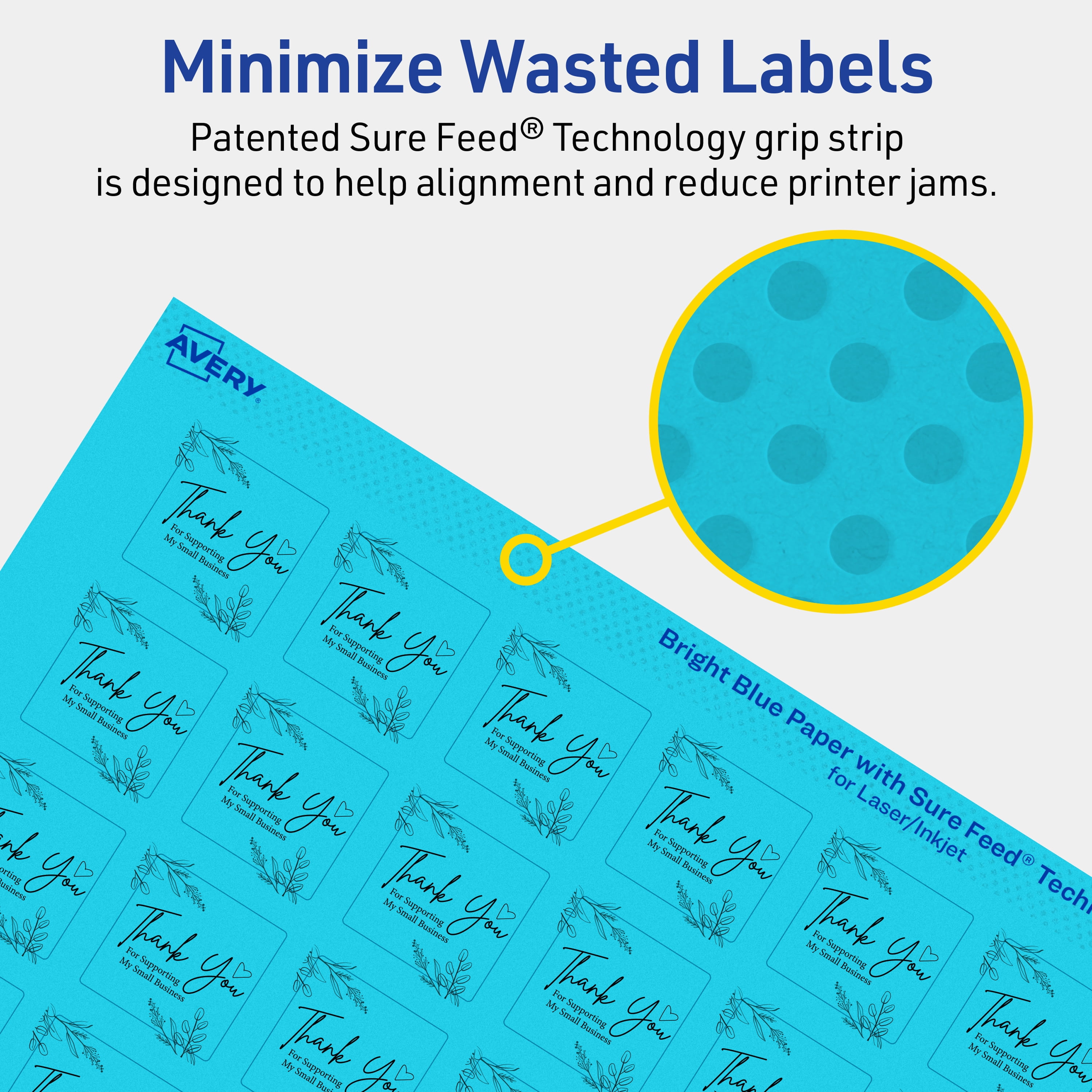 Avery Printable Square Labels, Bright Blue, 1" x 1", 960ct