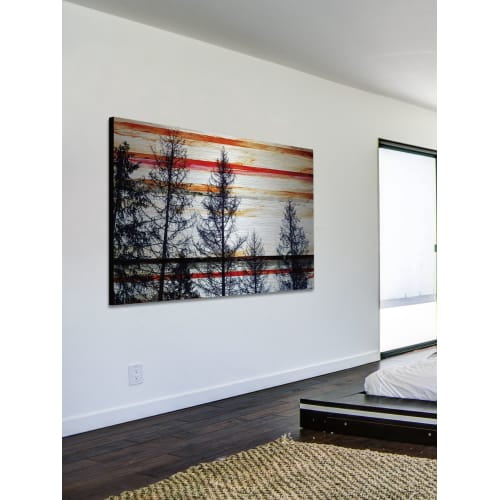 "Red Striped Sky" Painting Print on Brushed Aluminum