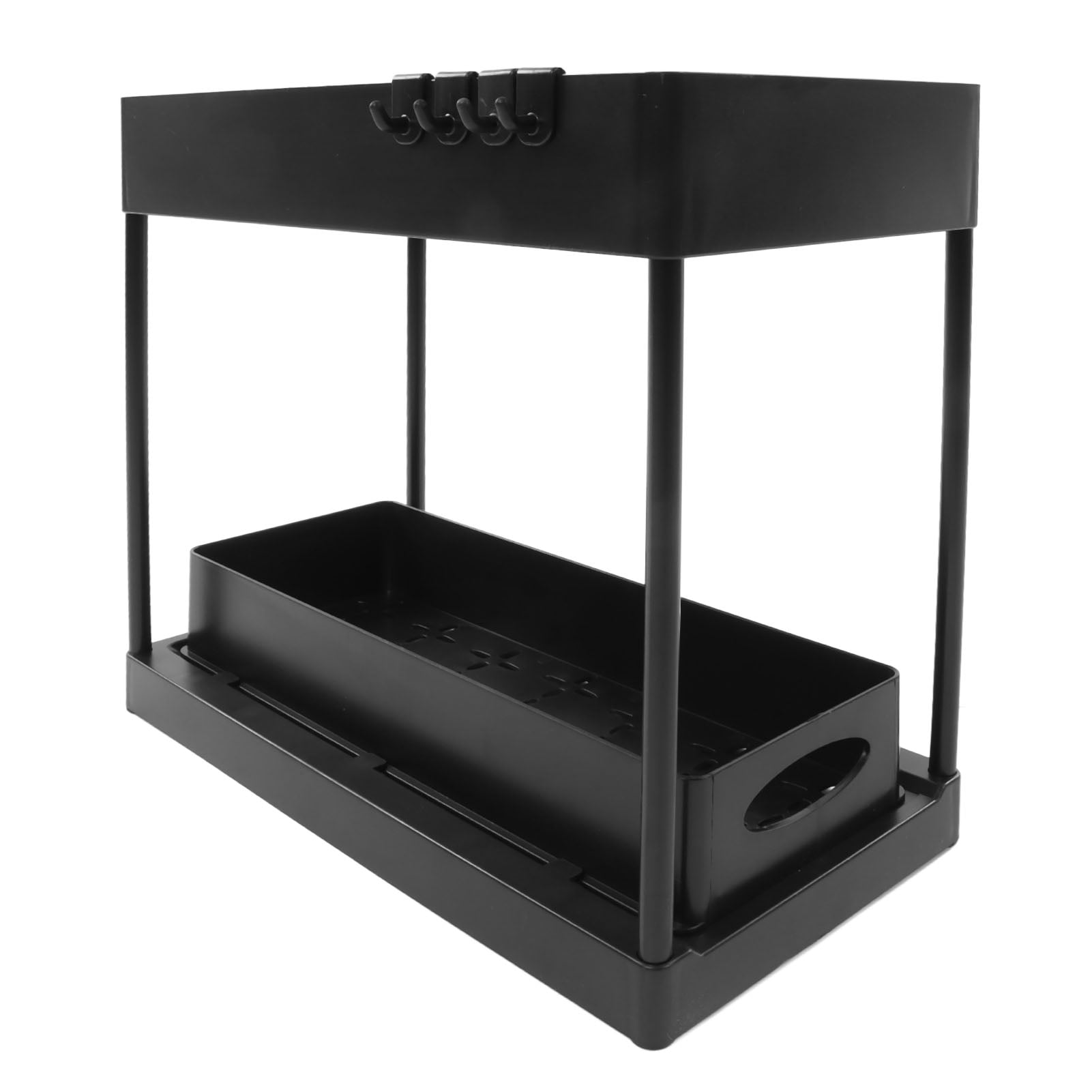 Suodoka Under Sink Organizer Large Capacity Slide Out Storage Basket for Bathrooms Kitchens Black