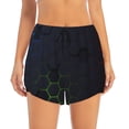 thumbnail image 2 of Balery Modern Hexagonal Neon Grid Pantalones cortos deportivos para mujer con forro y dos bolsillos, elásticos, para entrenamiento, gimnasio, yoga-X-Large, 2 of 7