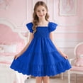 thumbnail image 2 of Kaprioy Toddler Girl Dress Summer Outfits Kids Ruffle Cap Puff Sleeves Boho Dresses Casual Sundress for Girls Stylish Flutter Sleeve Hollowed Out Girls Dress, 2 of 5