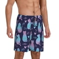 thumbnail image 2 of Kdxio Silhouette Cats Print Mens Sleep Shorts Bottoms Soft Comfy Pajama Wear Pants with Drawstring Pockets, 2 of 7
