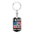 thumbnail image 1 of I Bleed Diesel Smoke Swivel Keychain Dog Tag Stainless Steel or 18k Goldi, 1 of 8