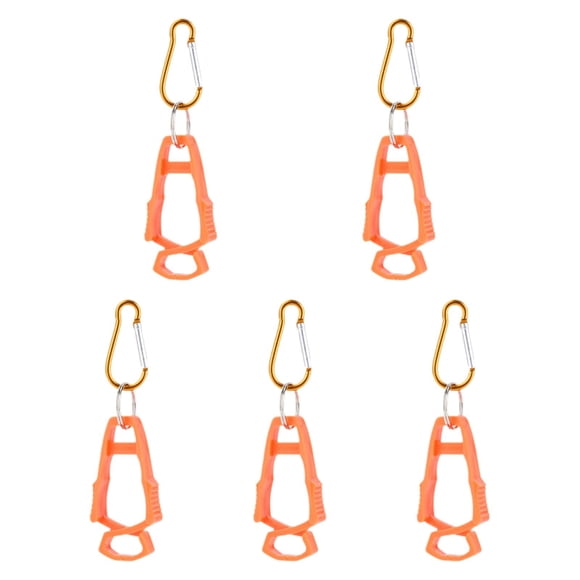 5 Clips para Guantes de Exterior, Gancho Multiusos, Soporte para Clips para Guantes, Clip para Guantes Antipérdida, Clip Anticaída para Exteriores Par Naranja