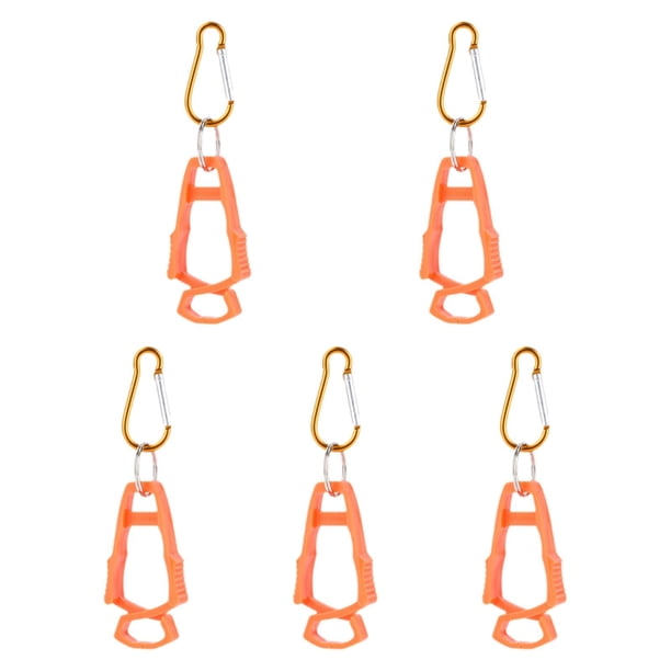 5 piezas de abrazaderas para guantes de exterior, gancho multiusos para construcción al aire libre Naranja