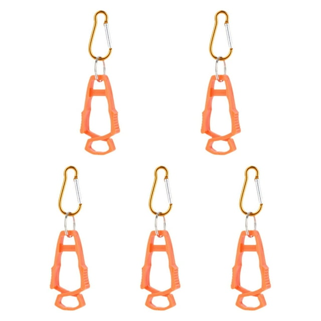 5 piezas de pinzas para guantes para exteriores, gancho multiusos para construcción al aire libre Naranja