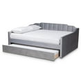 thumbnail image 2 of Bowery Hill Contemporary Velvet Full Size Daybed with Trundle in Gray, 2 of 5