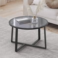 thumbnail image 3 of Coffee Table, 27.6" Round Coffee Table with Tempered Glass Surface, Center Table for Living Room, Dining Room, Tea, Home Décor,Black, 3 of 14