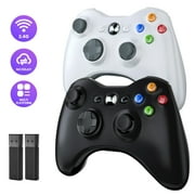 Luxmo Wireless Controller for Xbox 360, Miadore Xbox 360 Joystick Wireless Game Controller for Xbox & Slim 360 PC Windows 7,8,10 (Black+White)