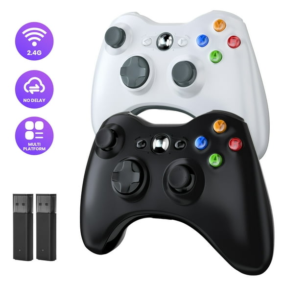 Luxmo Wireless Controller for Xbox 360, Miadore Xbox 360 Joystick Wireless Game Controller for Xbox & Slim 360 PC Windows 7,8,10 (Black White)