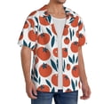 thumbnail image 2 of Uemuo Hand Drawn Tomatoes Pattern Cotton Linen Short Sleeve Shirts,Casual Lightweight Button Down Shirts,Vacation Beach Summer Tops-, 2 of 7