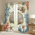 thumbnail image 2 of Erosebridal Vintage Seashell Curtains Pack of 2 (38x45), Ocean Starfish Curtains for Living Room, Coral 30%-50% Black Out Curtains, Window Drapes Bedroom Decorative, 2 of 6