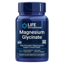 Life Extension Magnesium Glycinate, heart health, bone health, nerve and muscle support, highly absorbable, gluten-free, non-GMO, vegetarian, 90 capsules