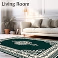 thumbnail image 2 of ODIKA 4'x6' Machine Washable Non-Slip Area Rug, Waterproof Medallion Design with Botanical Border High Traffic Rug with Pad, Green, 718360, 2 of 8