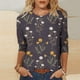 thumbnail image 1 of ICHUANYI Clearance Women's Fashion Printed Loose T-shirt 3/4 Sleeves Blouse Round Neck Casual Tops(Dark Gray, S) ICHUANYI WER2023081510243, 1 of 5