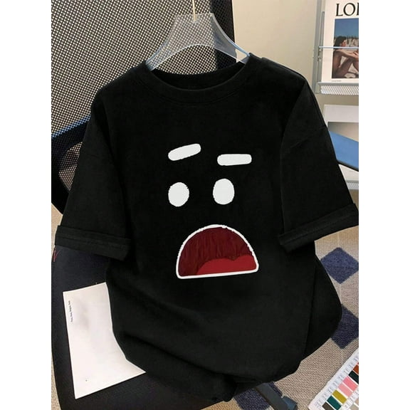 Cartoon Surprised Face Graphic Tee