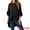 Black, variant on Women's High Low Tops Bell Sleeve Crewneck Ruffle Blouse XL Black