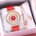 thumbnail image 2 of Leather Strap Watch Strap Leather Linjie Ladies Fashion Quartz Watch Leather Strap Watch Analog Watch Set, 2 of 5