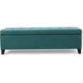 thumbnail image 4 of Mission Fabric Storage Ottoman, Dark Teal Dimensions: 19.25”D x 50.75”W x 16.25”H, 4 of 8